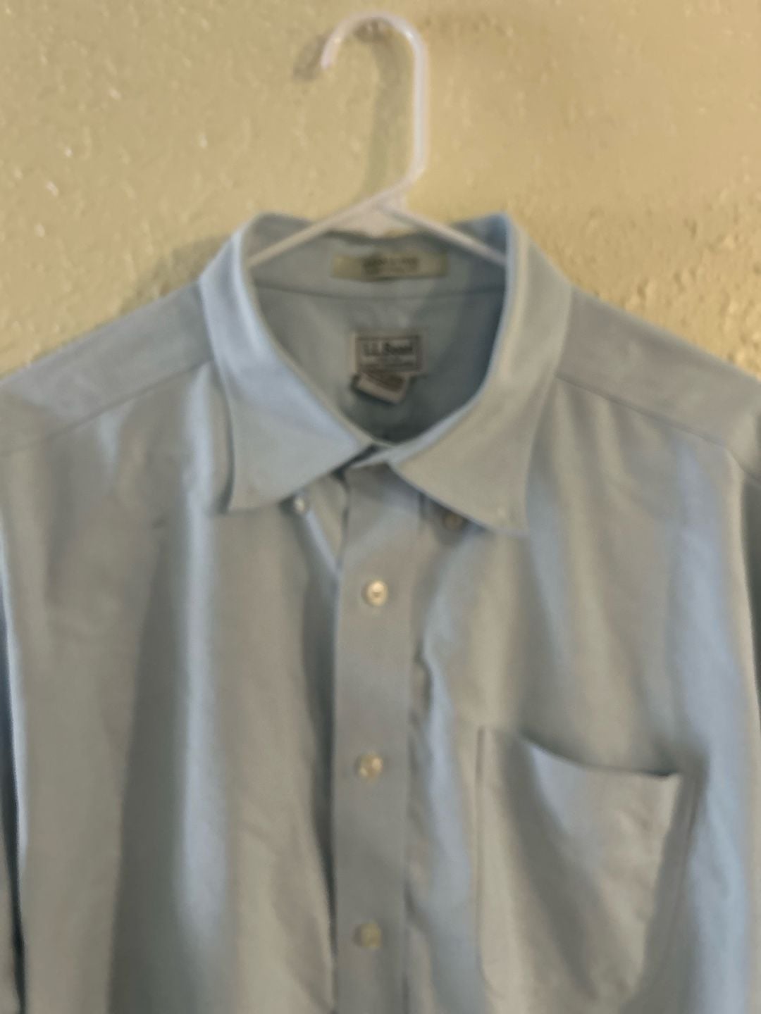 LL Bean Wrinkle Free Traditional Fit Dress Shirt 18-37 Light Blue Cotton 5