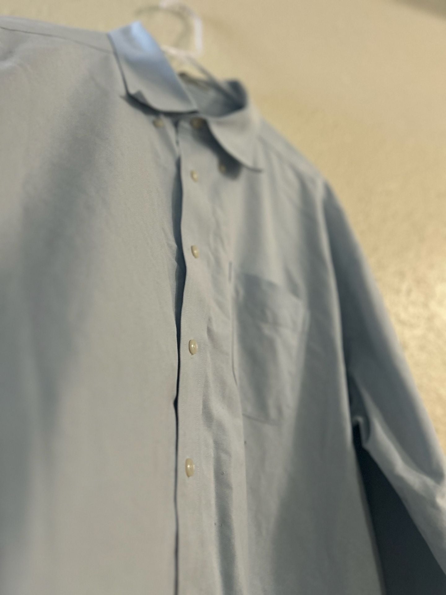 LL Bean Wrinkle Free Traditional Fit Dress Shirt 18-37 Light Blue Cotton 6