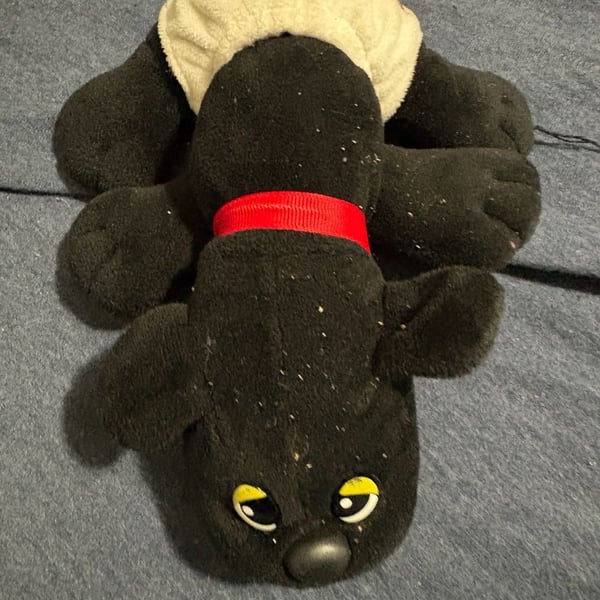 Pound Puppies Newborn Black Puppy Dog Plush Red Collar Diaper