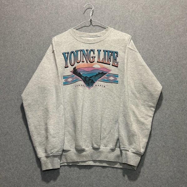 Vintage Gray Young Life Lonehollow Ranch Crewneck Sweatshirt, Size M
