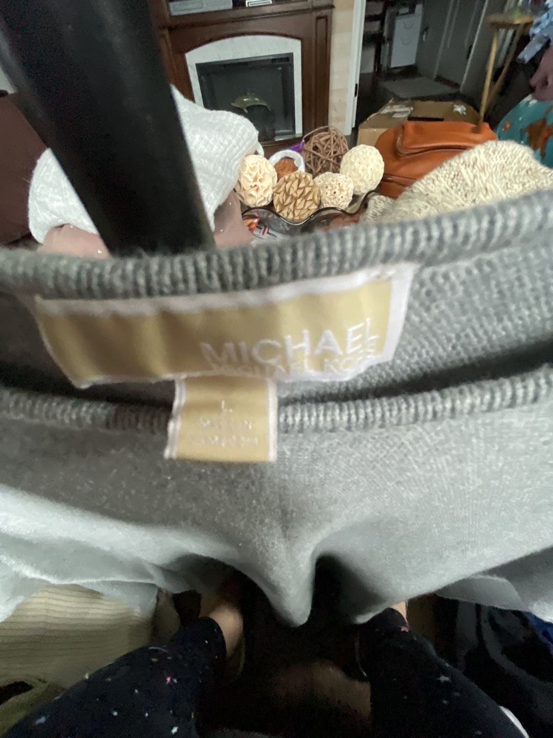 Michael Kors Sweater Size L Gray Long Sleeve Scoop Neck 3