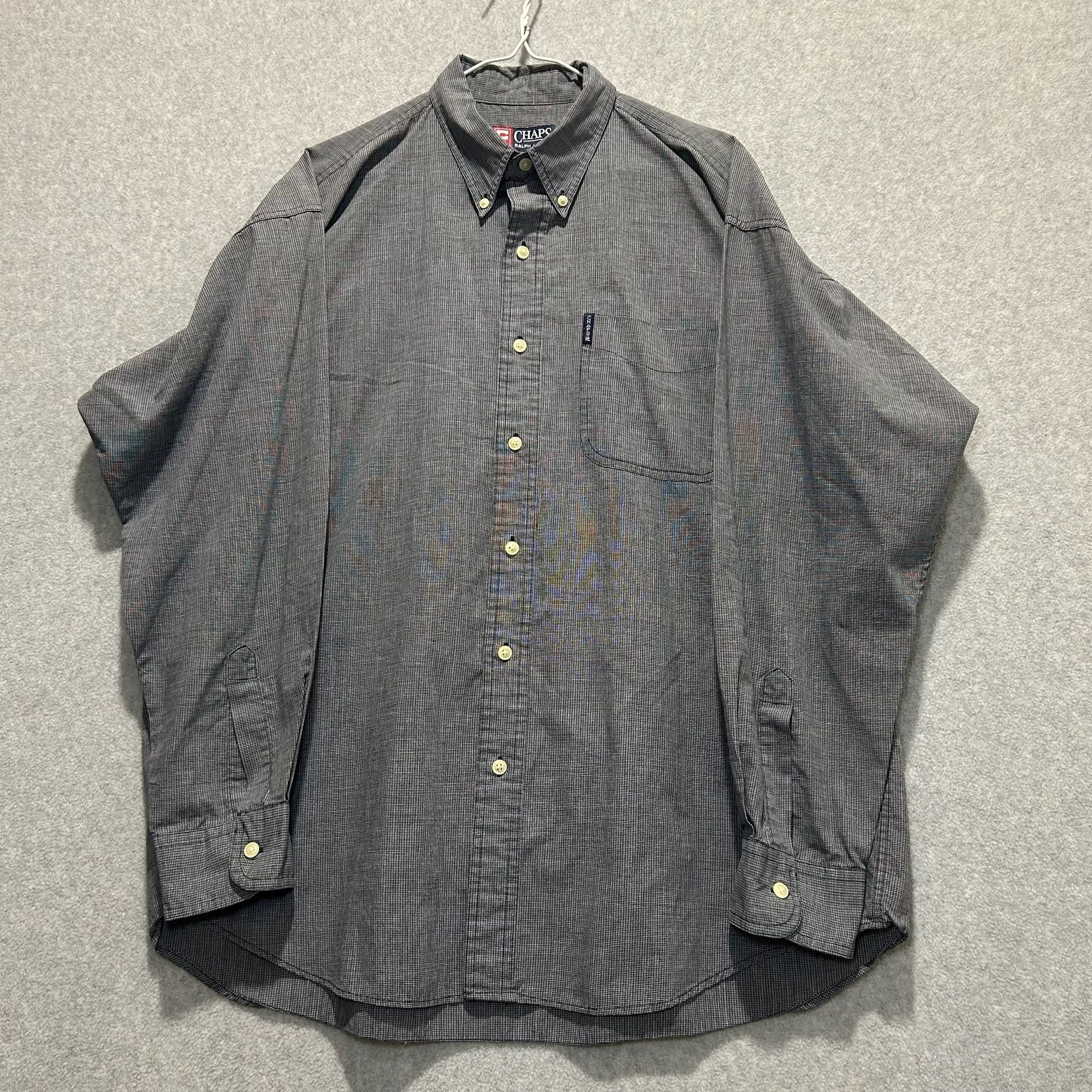Vintage Chaps X Ralph Lauren Gray Grid Pattern Long Sleeve Button Up Size XL 2
