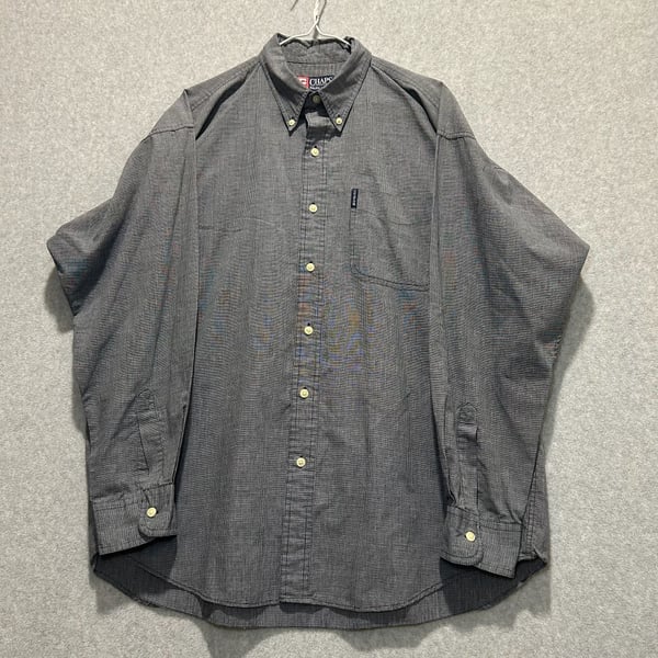 Vintage Chaps X Ralph Lauren Gray Grid Pattern Long Sleeve Button Up Size XL
