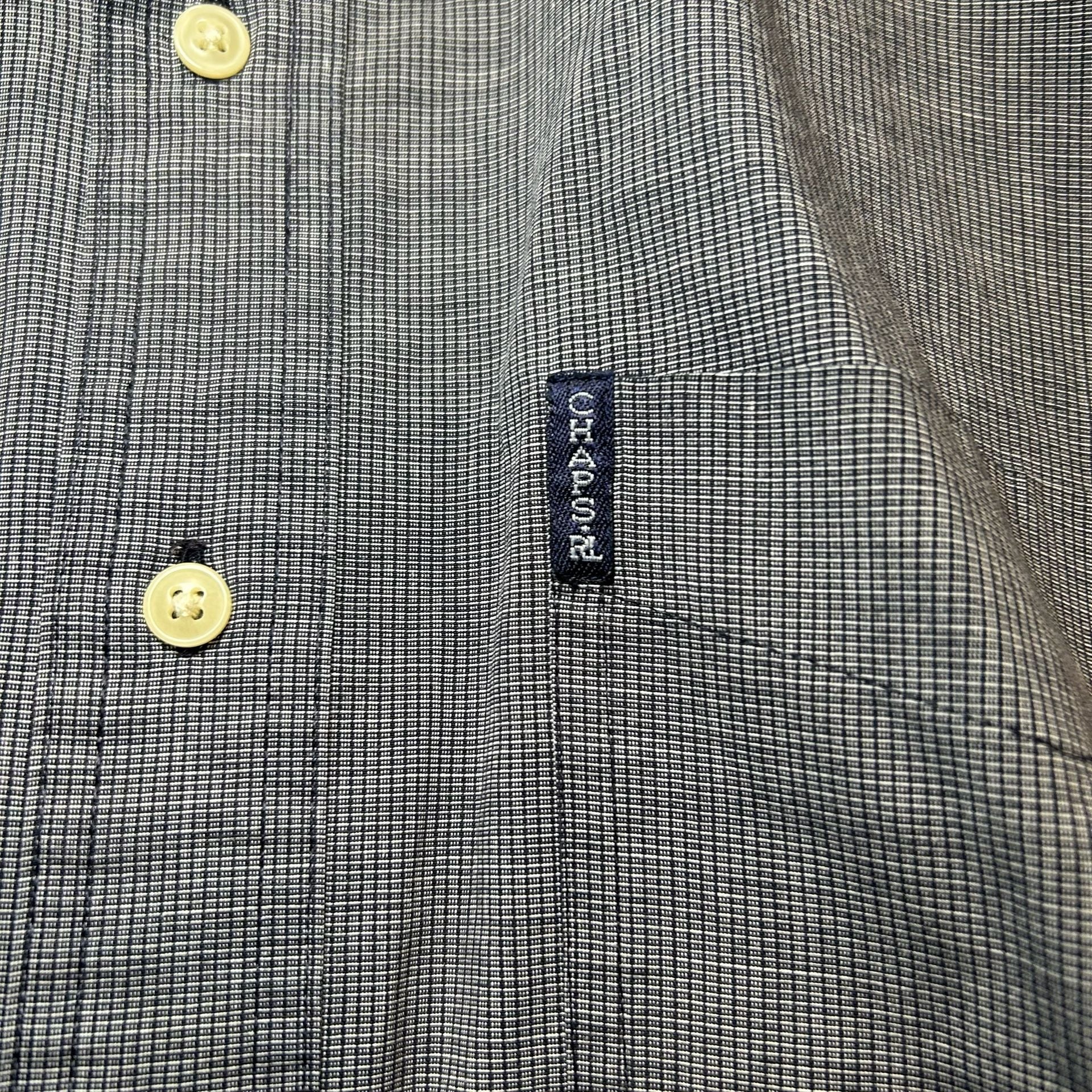 Vintage Chaps X Ralph Lauren Gray Grid Pattern Long Sleeve Button Up Size XL 4