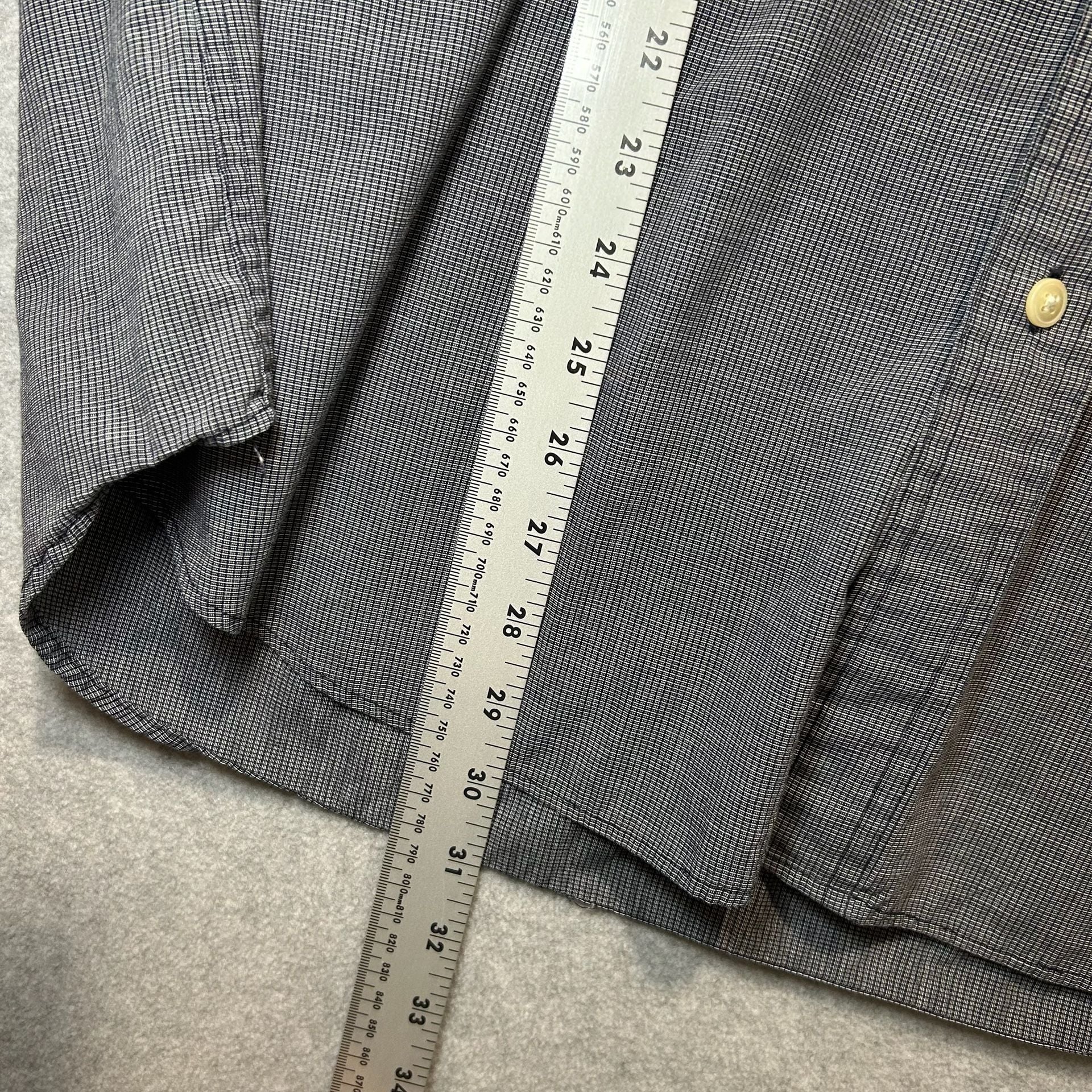 Vintage Chaps X Ralph Lauren Gray Grid Pattern Long Sleeve Button Up Size XL 8