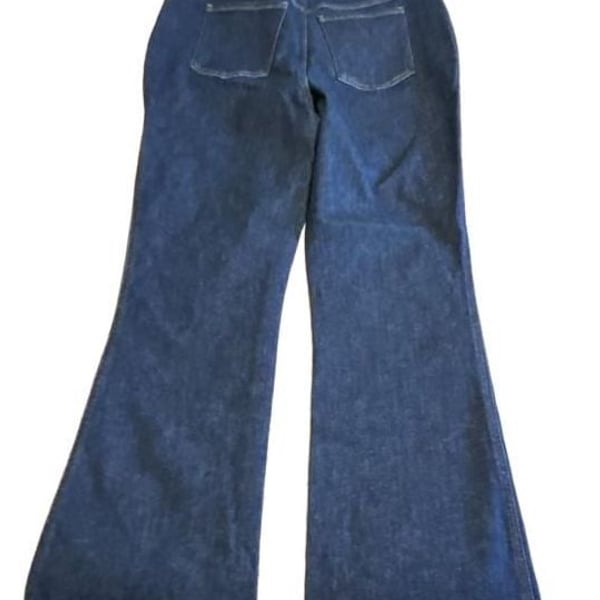 Spanx Flare Jeans Size L Dark Wash Raw Hem
