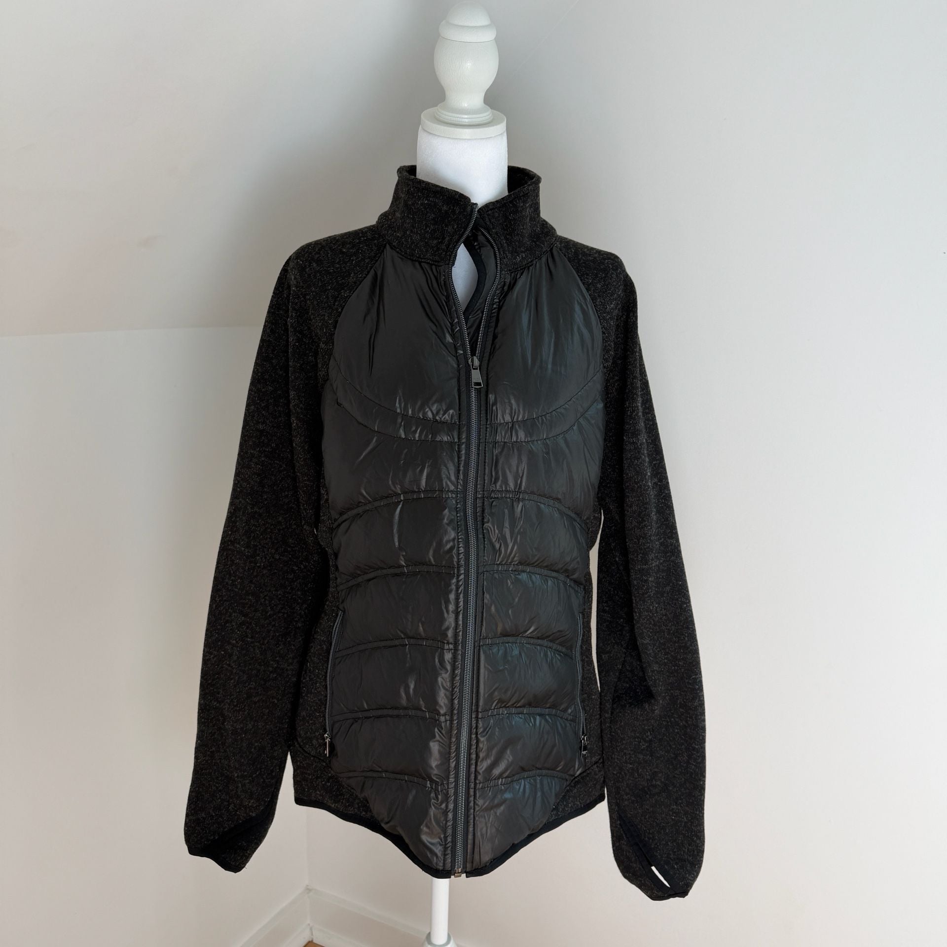 Women’s London Fog Quilted Down Puffer Jacket Size L Black Lightweight 2