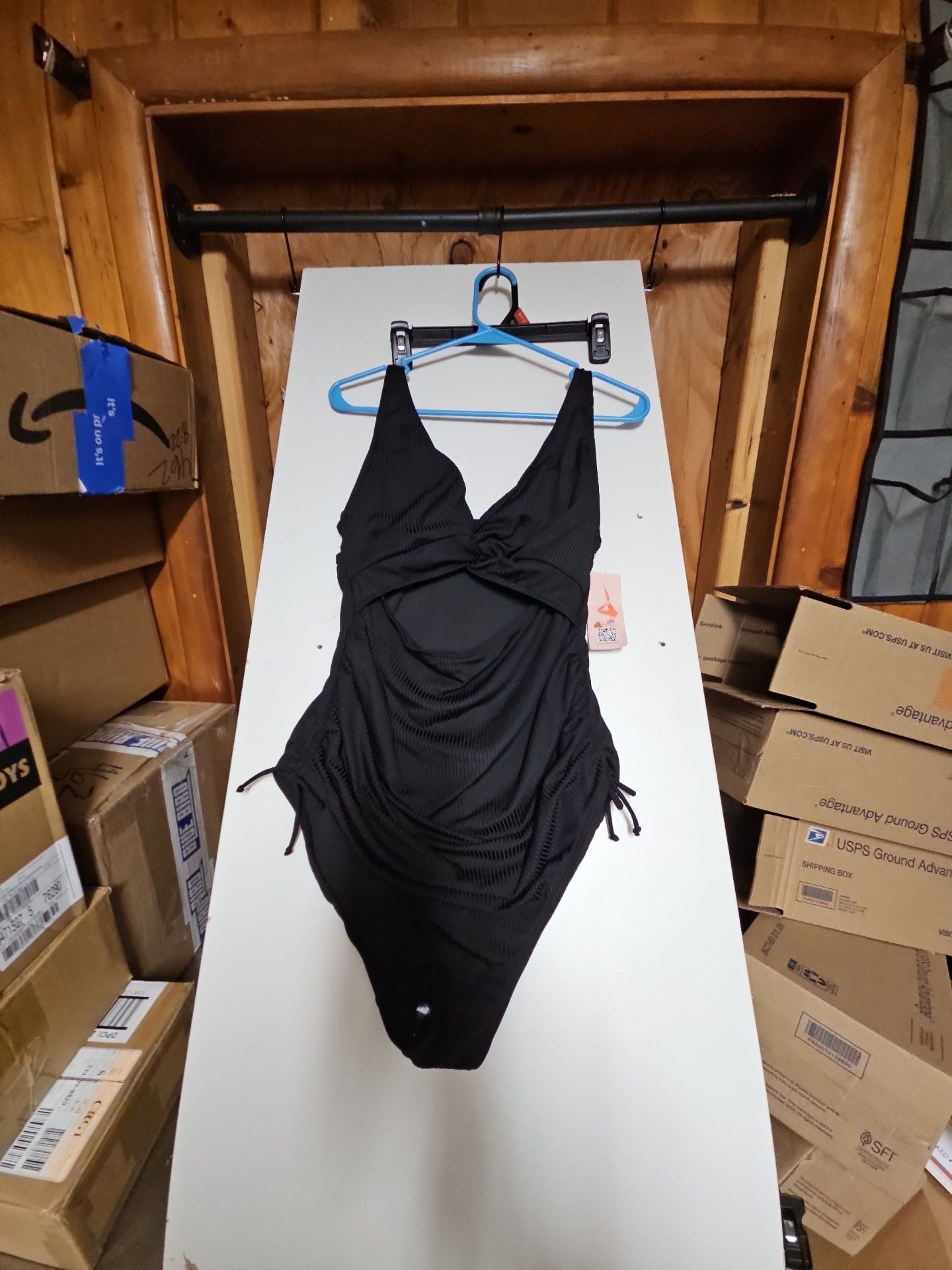 (336) Black One Piece Swimsuit 2