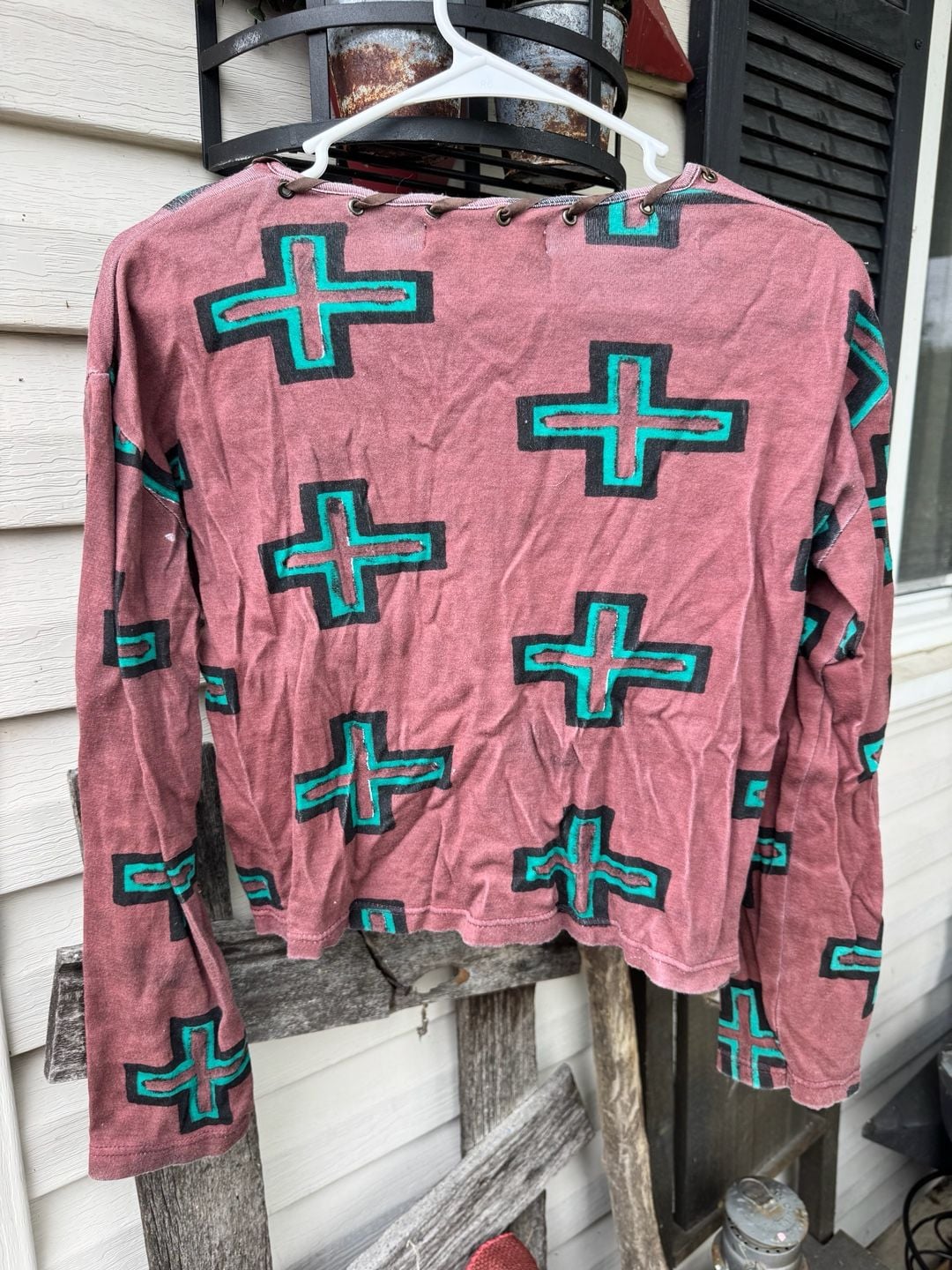 Doreman Burns Cowgirls Long Sleeve Shirt Size M Southwestern Print 5