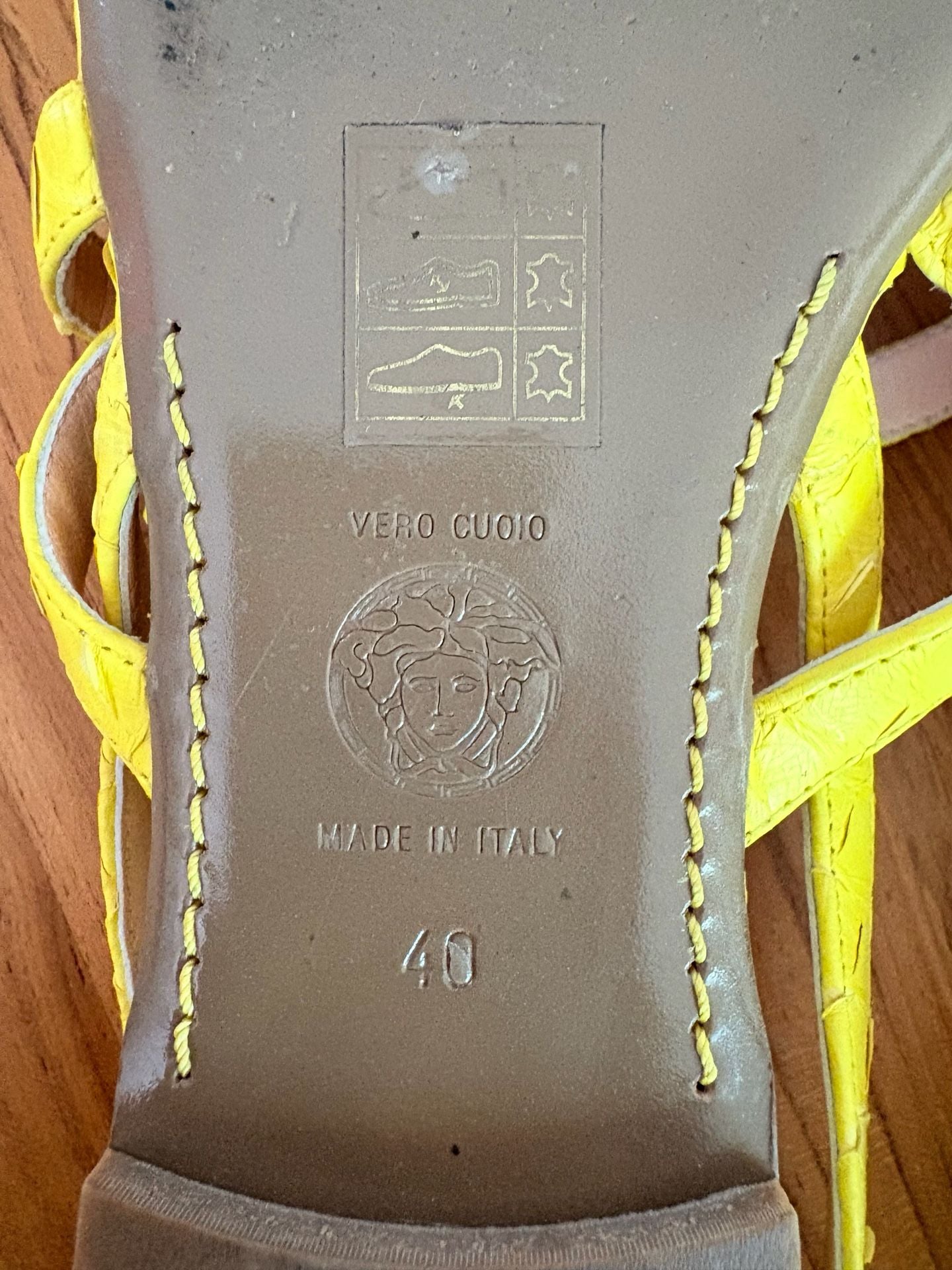 Versace Neon Yellow Snakeskin Leather Strappy Sandals Size 40/US 9 5