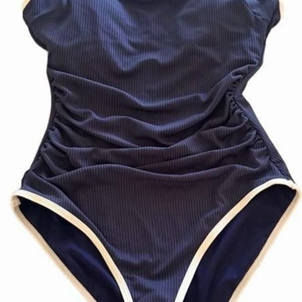 Eomenie One Piece Swimsuit Size S Blue Ribbed #186