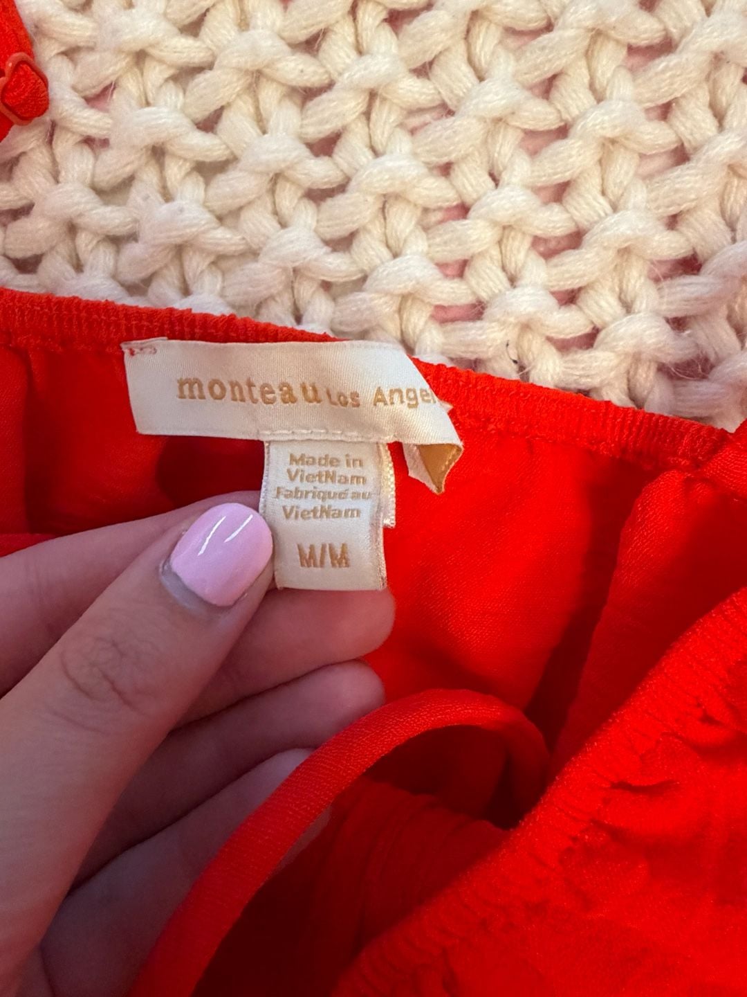 Monteau Los Angeles Cami Top Size M Red Smocked Peplum 3
