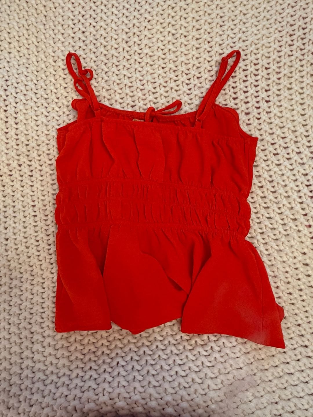 Monteau Los Angeles Cami Top Size M Red Smocked Peplum 4