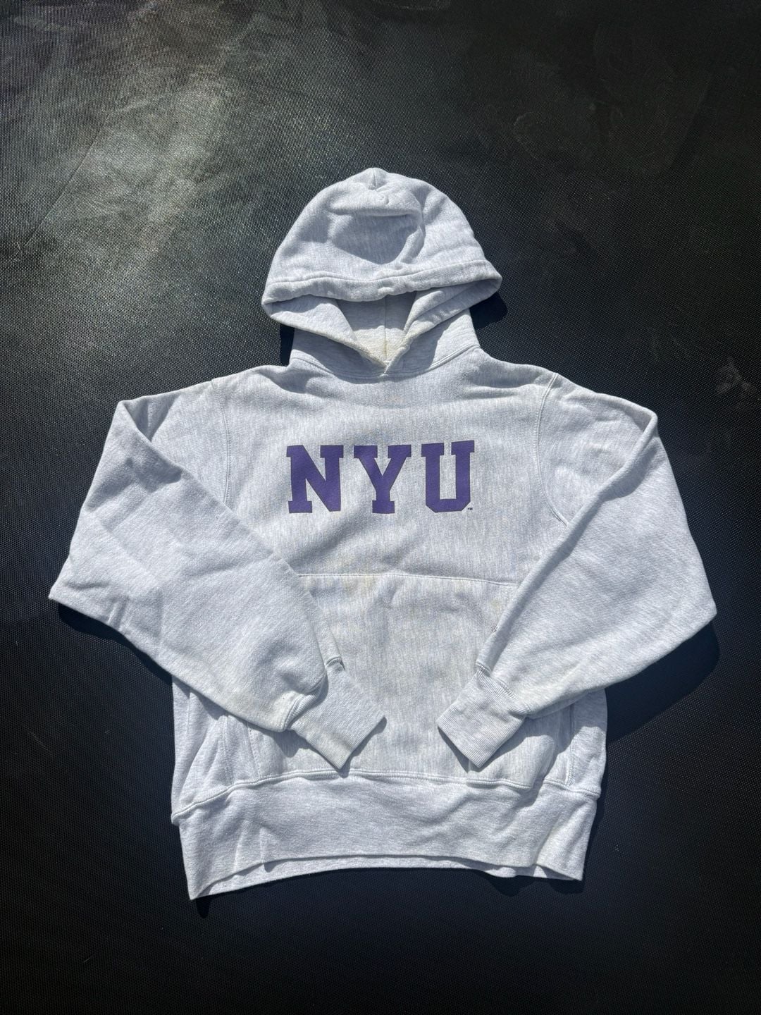 Champion Reverse Weave NYU Hoodie Size S Gray 2