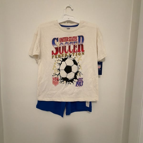 US Soccer T-Shirt & Cat & Jack Shorts Size M (8) Outfit Set New