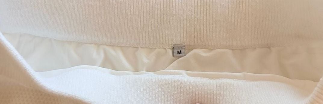 White Knit Tank And Skirt Set Set - L top M skirt Green Trim #187 2
