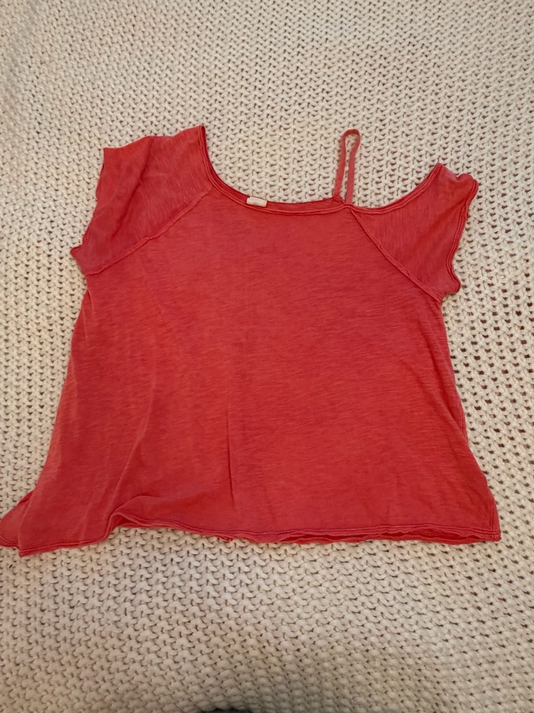 We The Free Cold Shoulder Top Size XS Red Asymmetric Strap 2