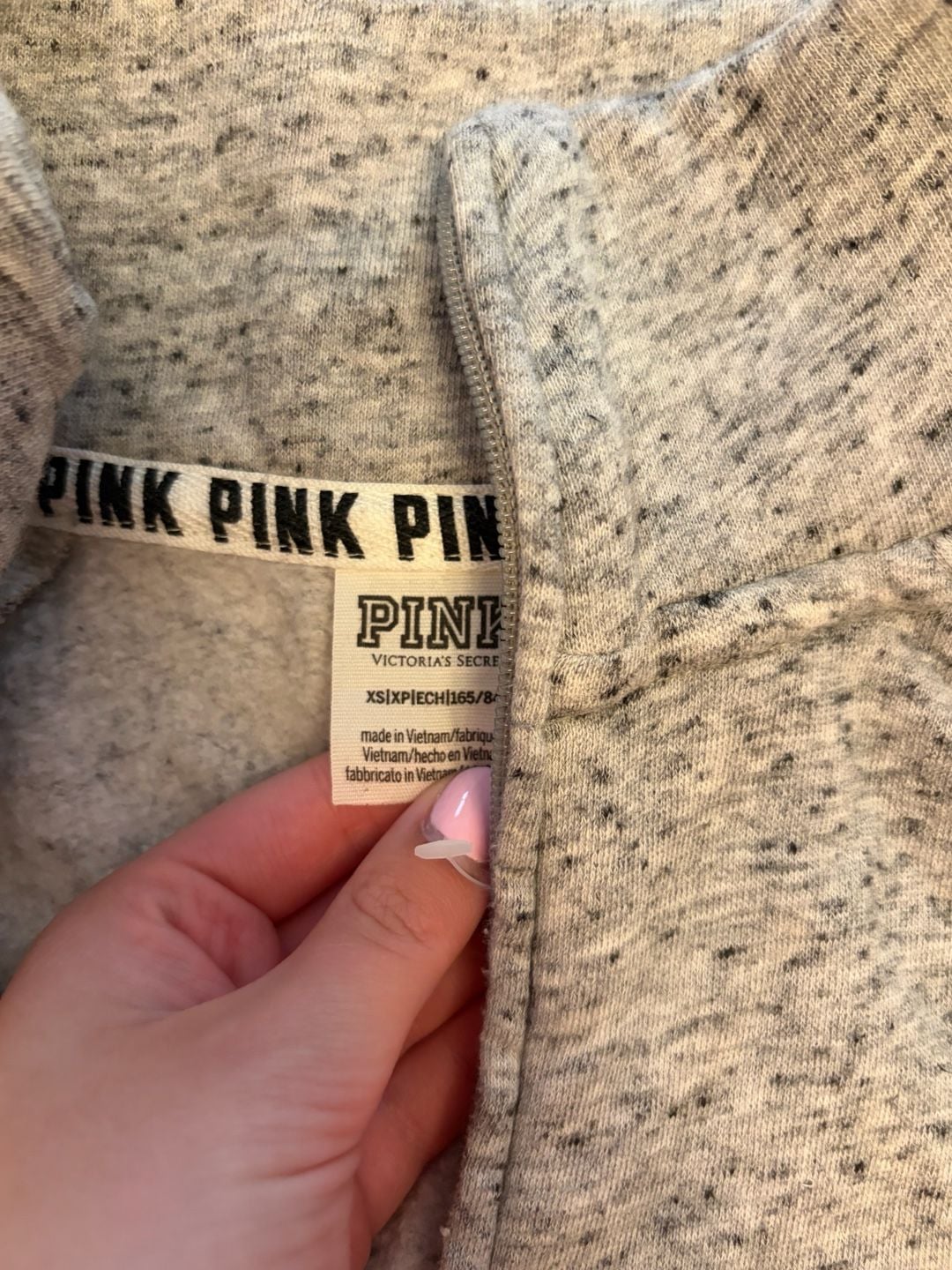 Victoria's Secret PINK Quarter Zip Sweatshirt Size XS Grey 3