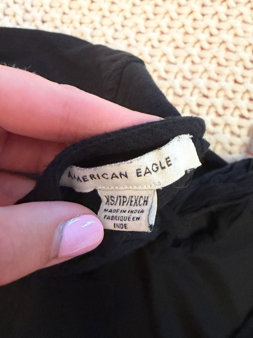 American Eagle Black Floral Embroidered Peasant Blouse Size XS 4