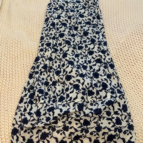 Zara Floral Midi Dress Size S Blue White Spaghetti Strap Sundress