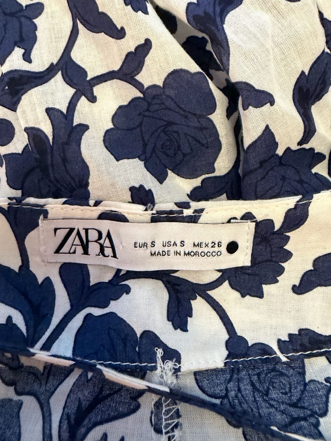 Zara Floral Midi Dress Size S Blue White Spaghetti Strap Sundress 3