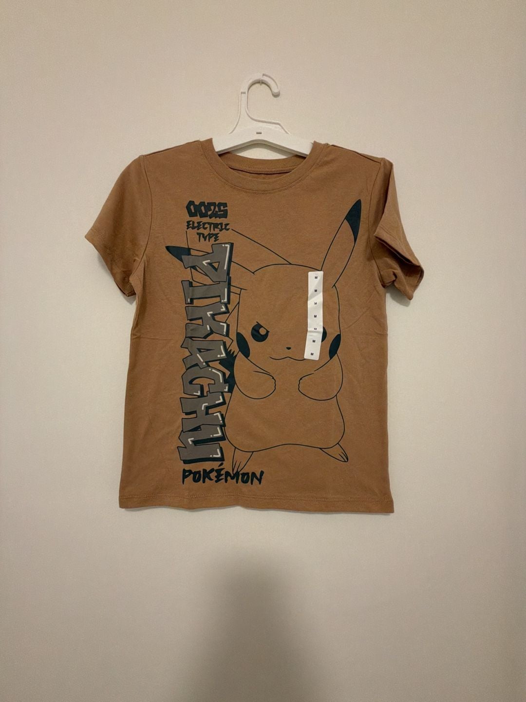 Pokemon Pikachu Electric Type T-Shirt MD/M Brown Graphic Tee 1