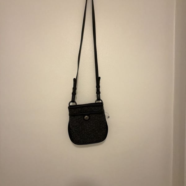 DKNY Logo Crossbody Bag Black Grey Monogram