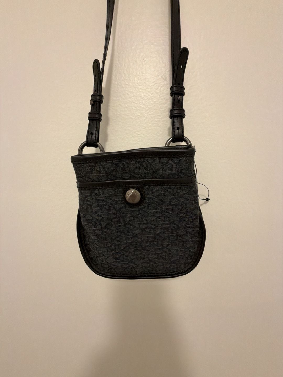 DKNY Logo Crossbody Bag Black Grey Monogram 3