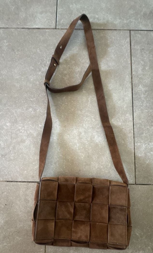 J.McLaughlin Woven Suede Crossbody Bag Brown 2
