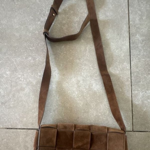 J.McLaughlin Woven Suede Crossbody Bag Brown