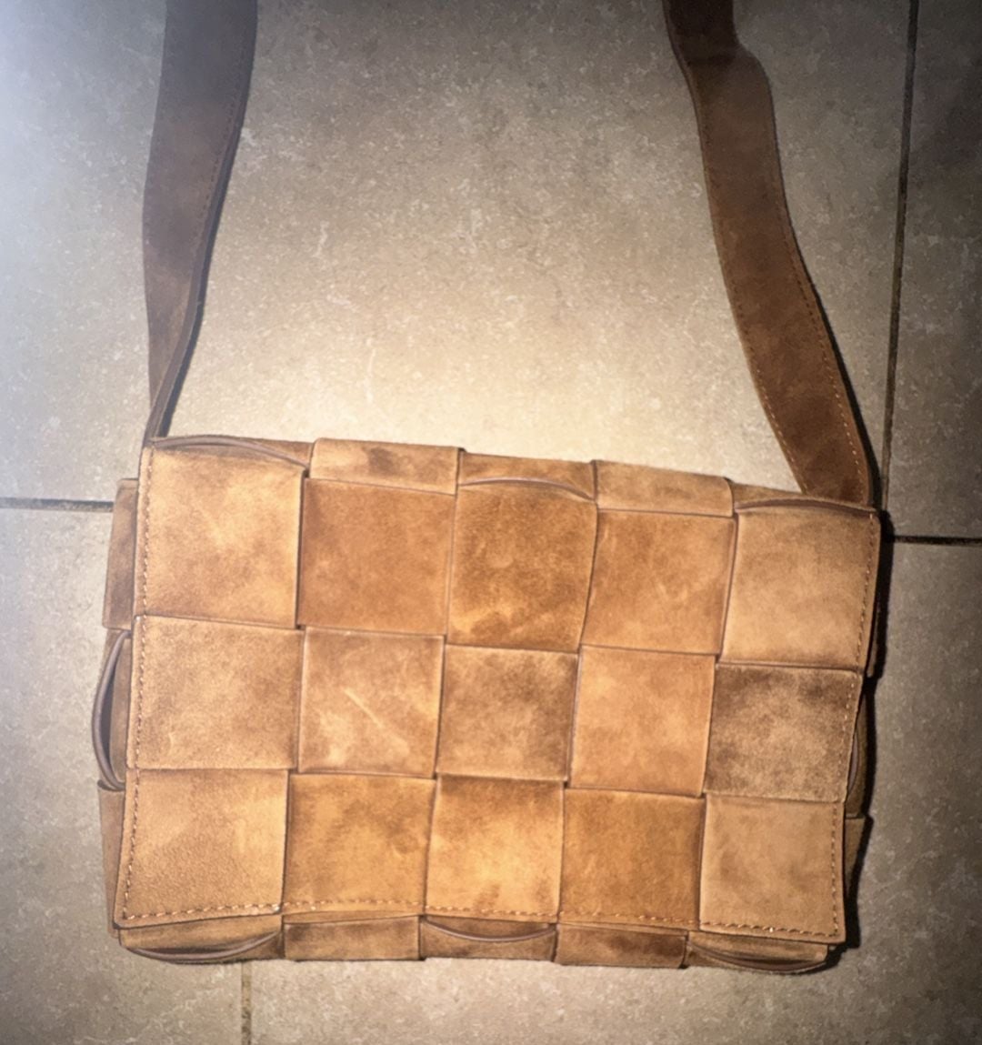 J.McLaughlin Woven Suede Crossbody Bag Brown 3