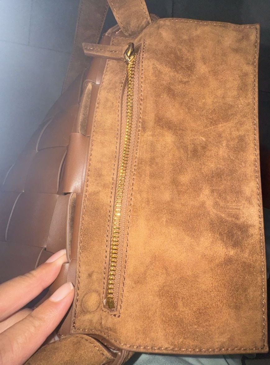 J.McLaughlin Woven Suede Crossbody Bag Brown 5