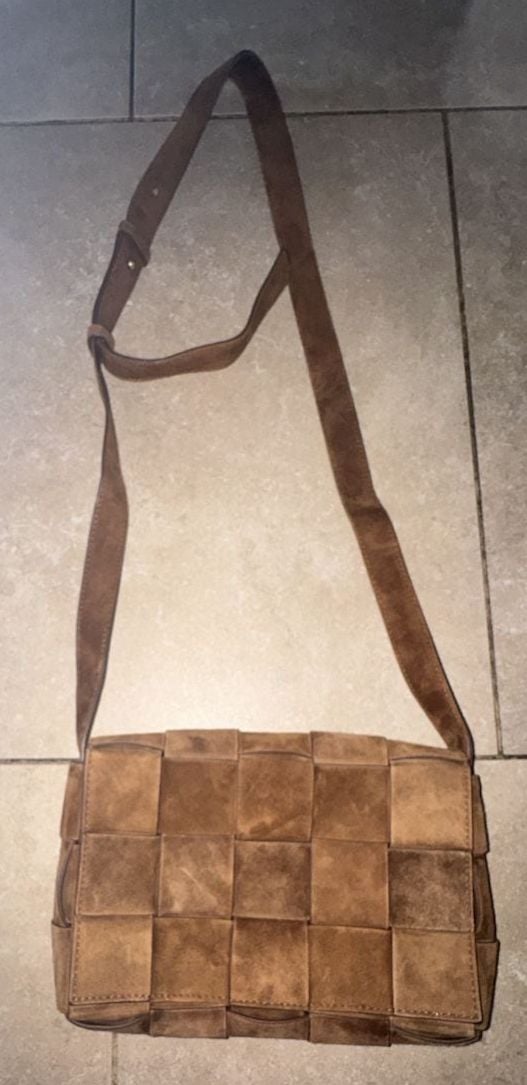 J.McLaughlin Woven Suede Crossbody Bag Brown 4