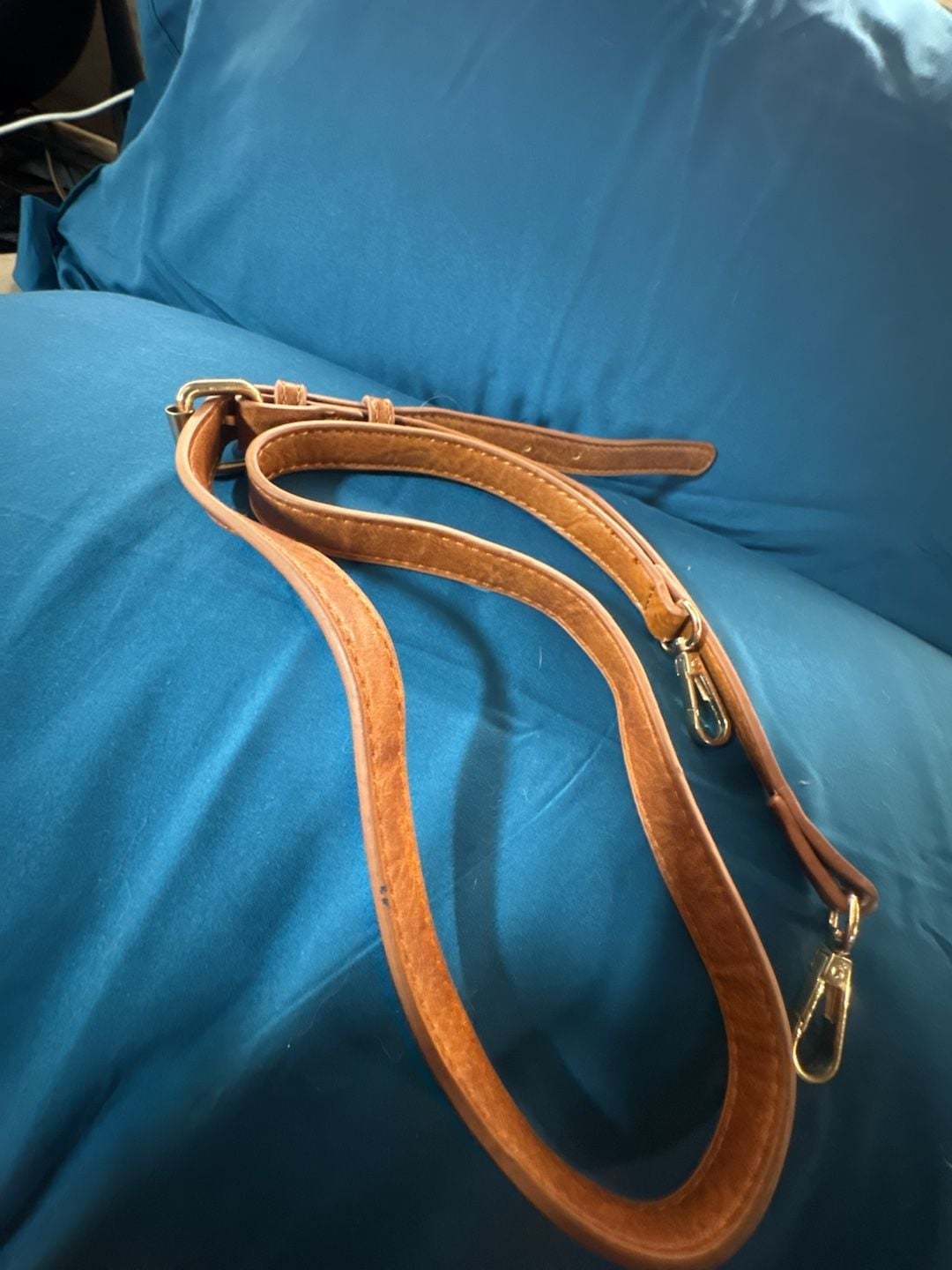 Fossil Tate Shoulder Bag Canvas/Leather Color Block Ivory Brown Tan Buckle Y2K 7
