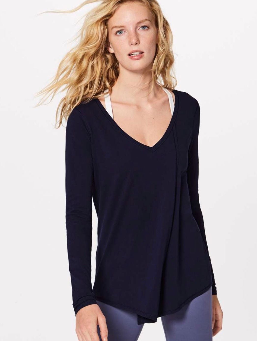 Lululemon Long Sleeve Wrap Tunic Size 8 Navy Blue 2