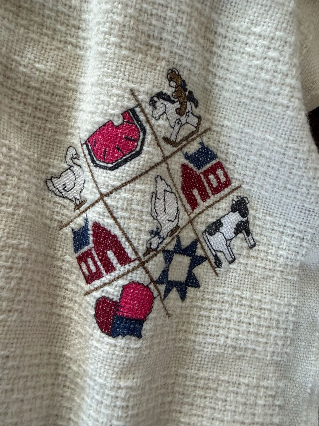 Faribo Vintage Wool Throw Blanket Farm Embroidery Made in USA 2