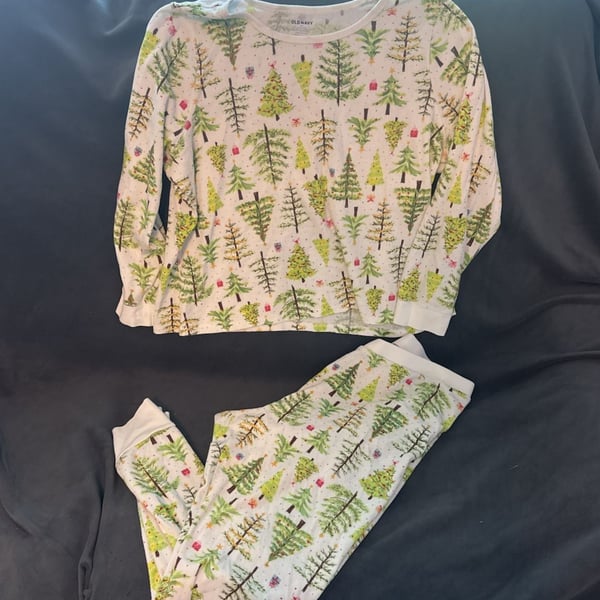 Old Navy Christmas Tree Waffle Pajama Set Size XXL