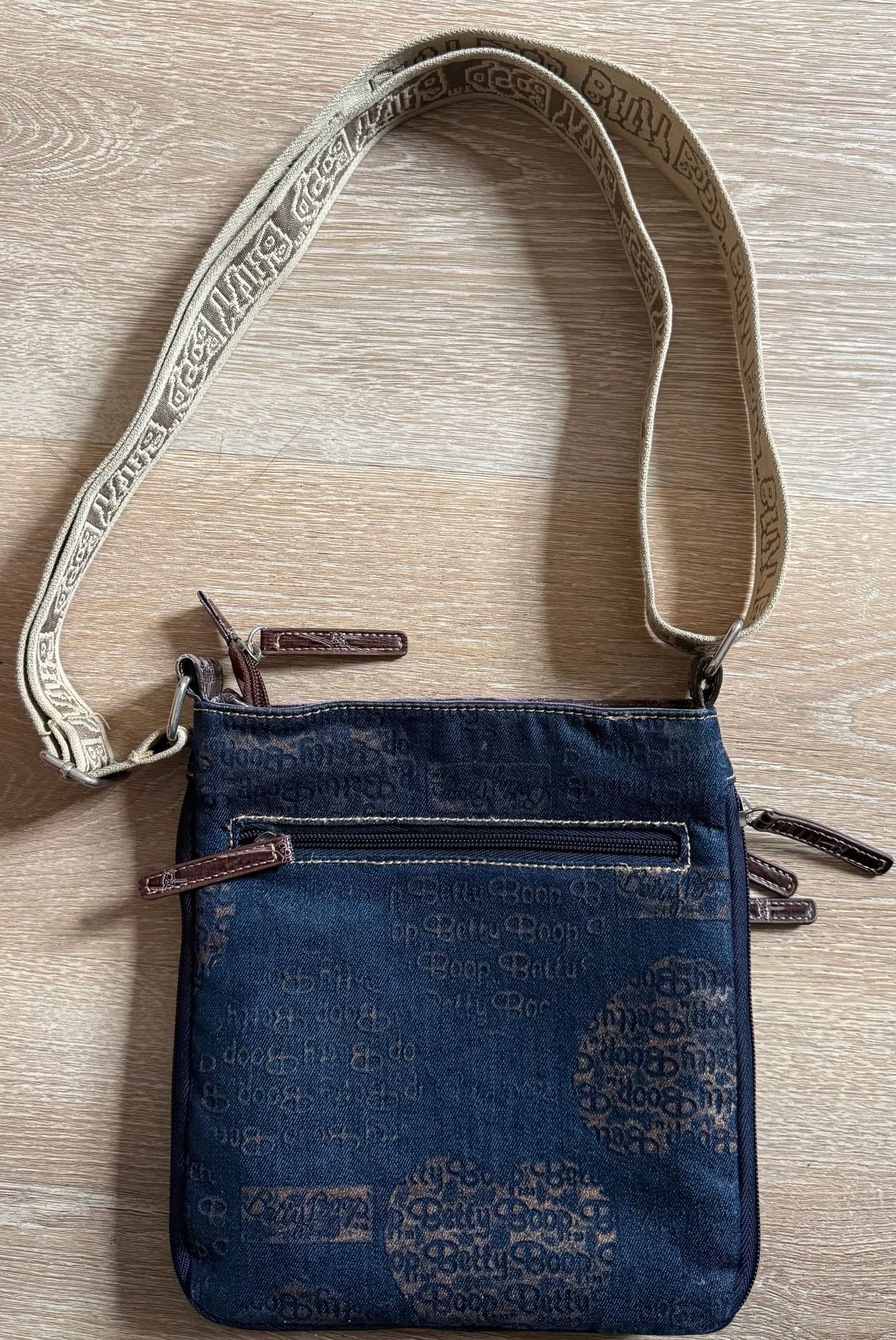Vintage Betty Boop Crossbody Bag Denim Blue Brown Y2K Heart Since 1930 4