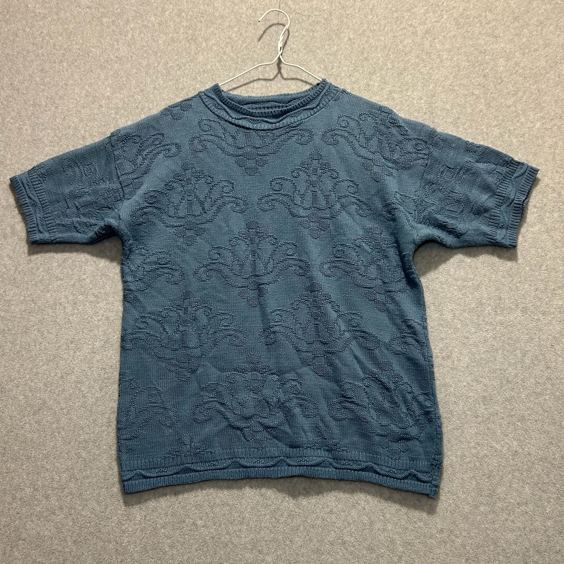Vintage JJ Browne Women’s Teal Short Sleeve Knit Sweater Top Size M 3