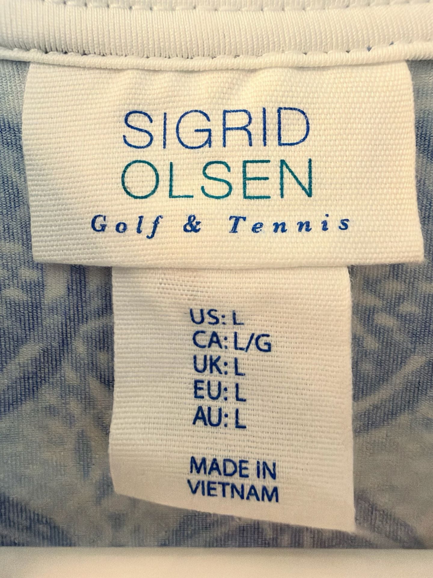 Sigrid Olsen Golf & Tennis Sleeveless Top Size L Blue White Print 4