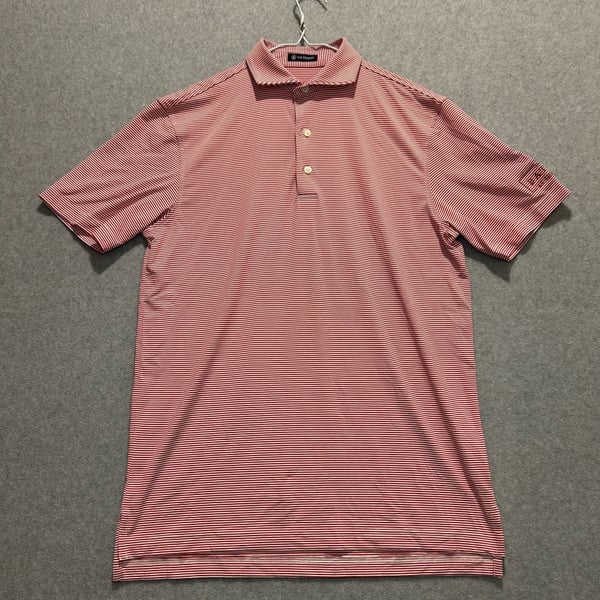 Turtleson Men’s Red Andrew Striped Battle At The Cliffs Golf Polo Size S