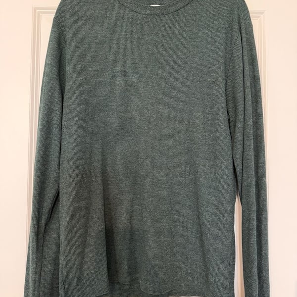 Men Old Navy Soft-Washed Thermal Crew Neck Size L Green Long Sleeve