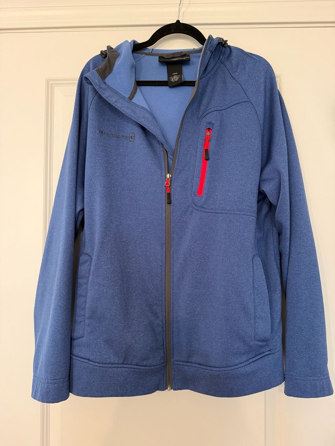 Men’s Free Country Fleece Zip Hoodie Size Large Blue 2