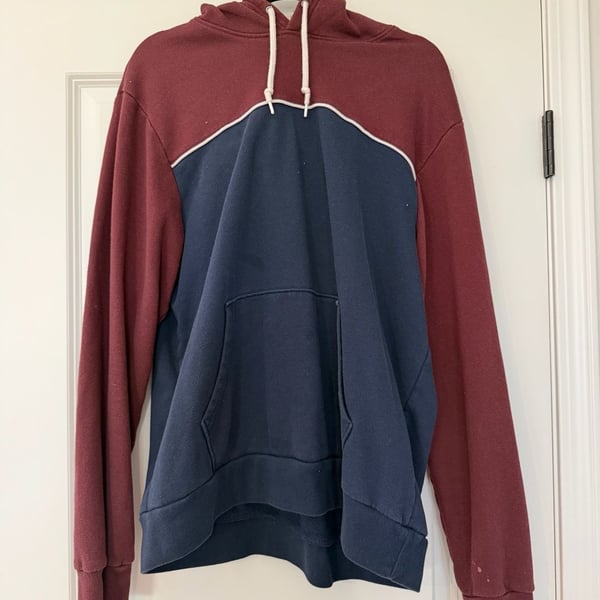 Old Navy Colorblock Hoodie Size XL Maroon Blue