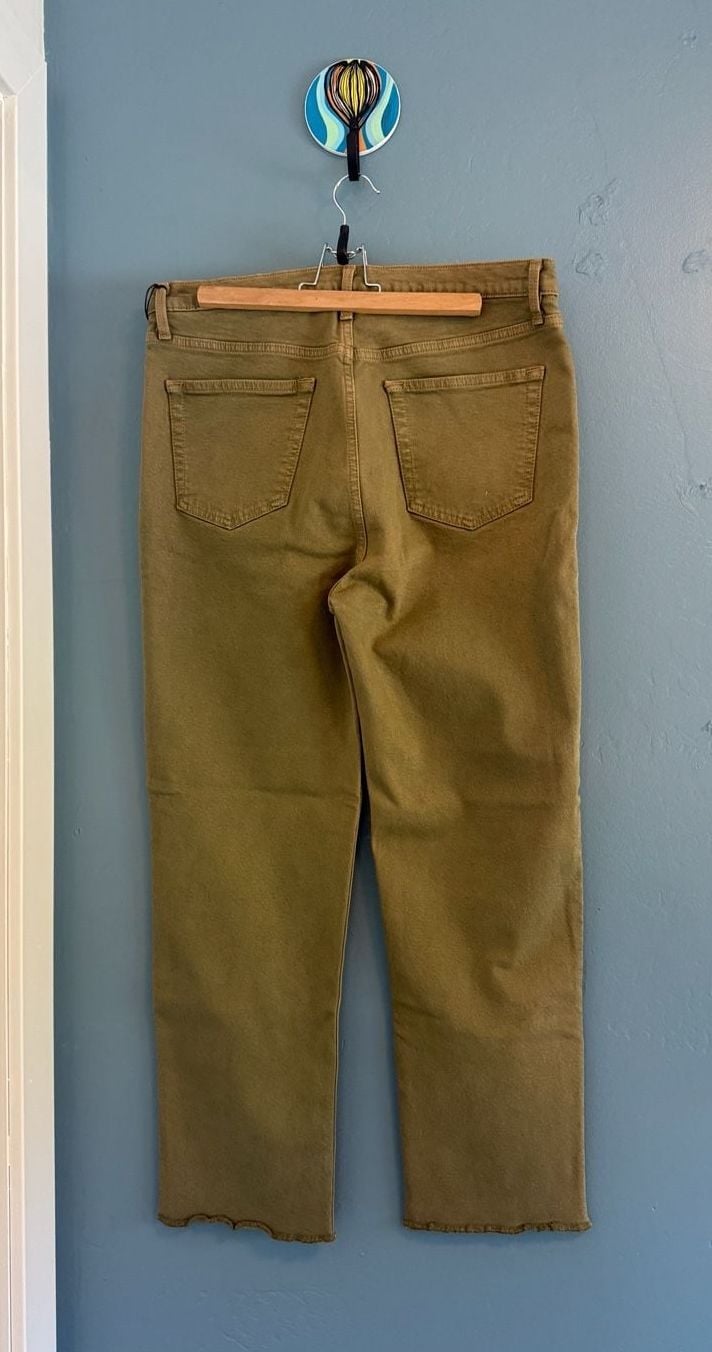 RE/DONE Pants Size 32 Olive Green Button Fly Raw Hem Straight 4