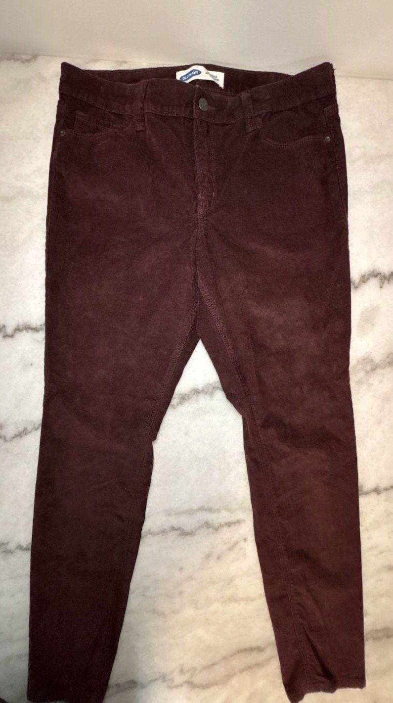 Old Navy Rockstar Corduroy Pants Burgandy 2