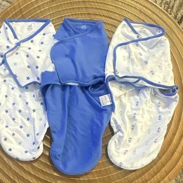 aden + anais Swaddle Wrap Size Small/Medium Blue Star Anchor 3-Pack