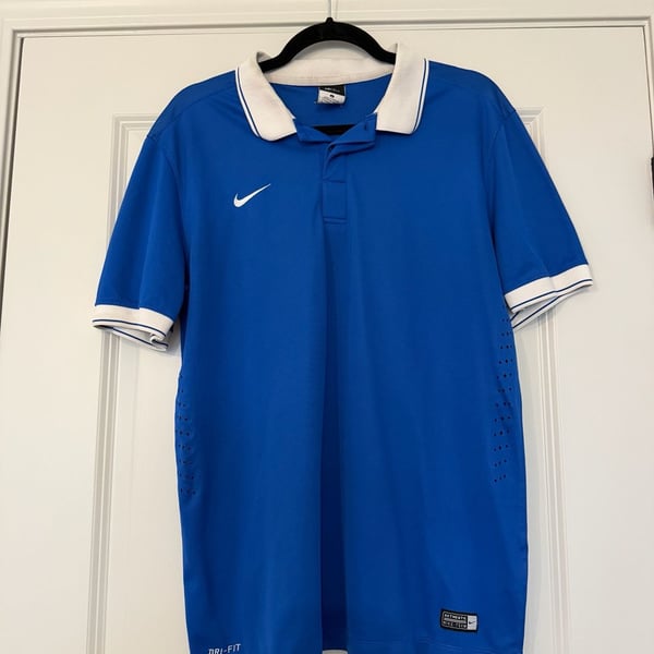 Nike Laser II Dri-Fit Polo Shirt Size L Royal Blue White