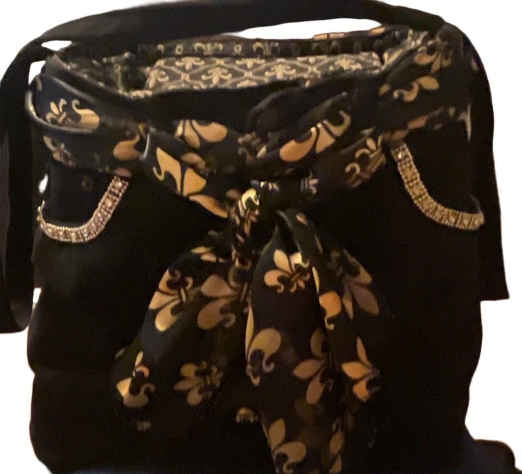 New Orleans Saints Team Fan Tote Bag Black Velvet Denim Upcycled Handmade NWOT 4