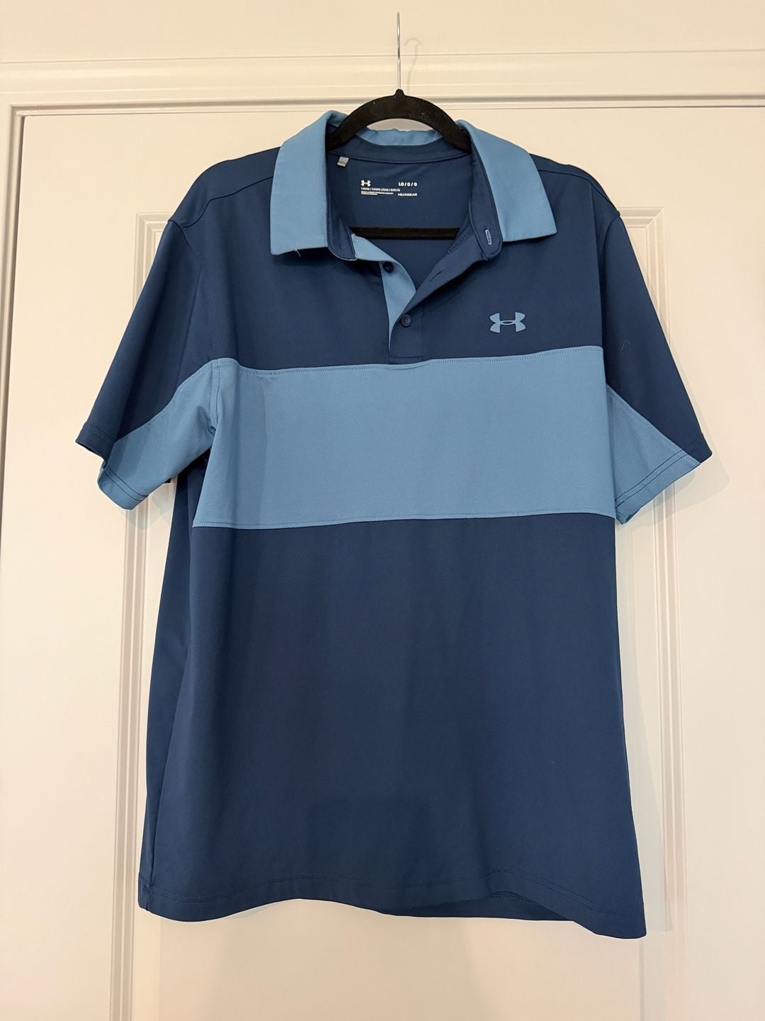 Under Armour HeatGear Polo Shirt Size Large Blue Colorblock Golf 2